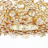 Golden brass chandelier with crystal glass inlays by Palwa, Germany, 1970s.