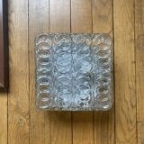 Square wall light, vintage ceiling light in transparent glass.