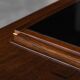 Art Deco walnut sideboard with brass details and sculptural base, France, 1930s