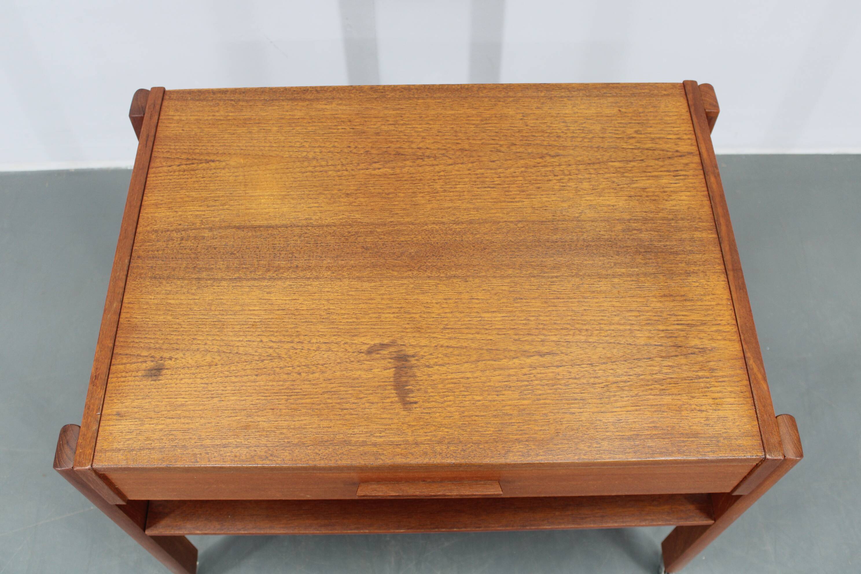 1960s Danish Teak Sewing Cart or Side Table