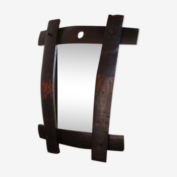 Brutalist vintage mirror in solid wood