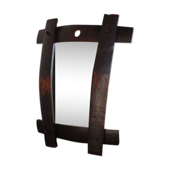Brutalist vintage mirror in solid wood
