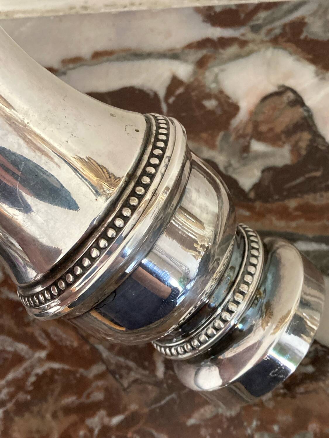 Silver metal pepper mill