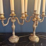 Pair of silver metal candlesticks