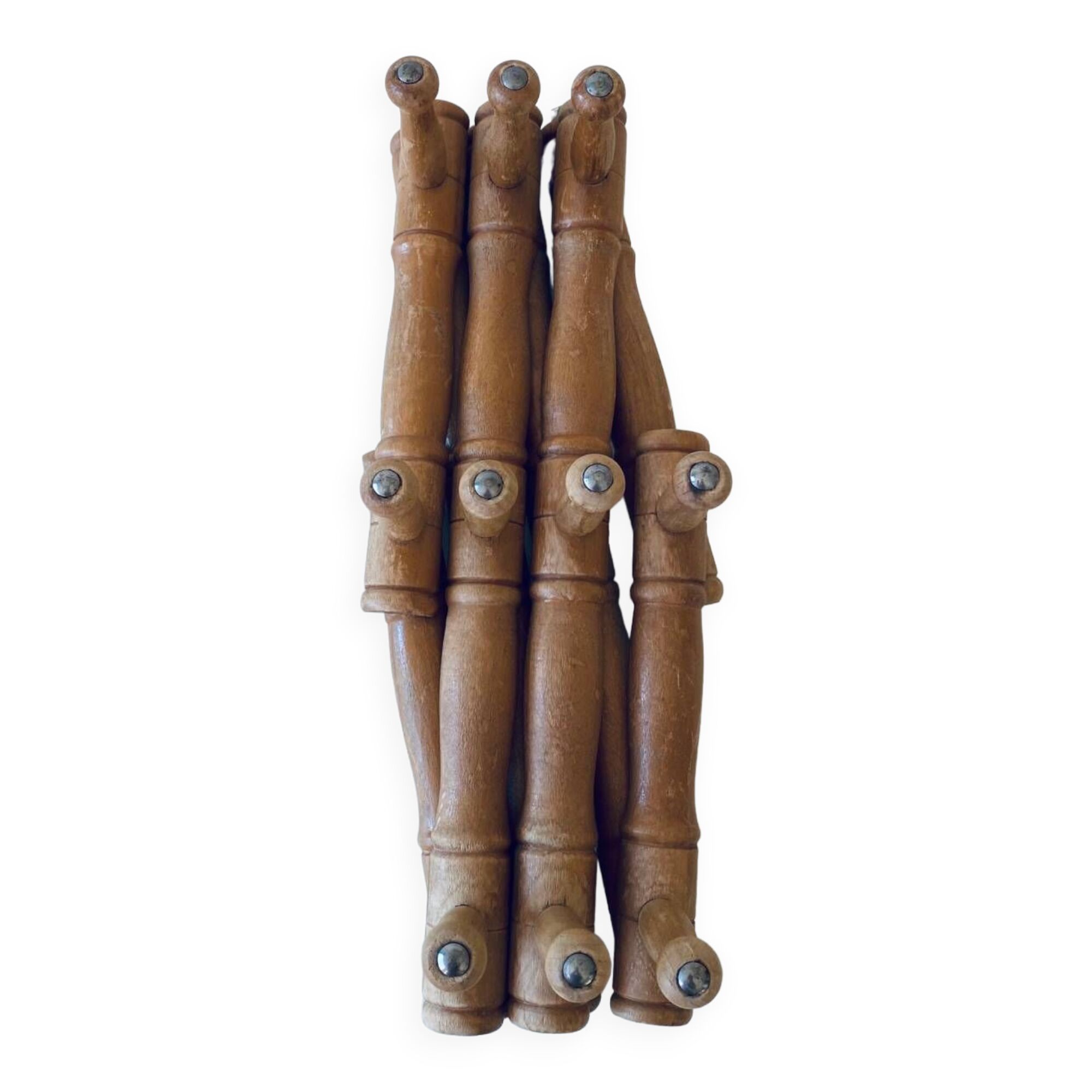 Old wooden wall coat rack