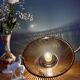 Vintage amber molded glass lampshade pendant light - tableware collection -