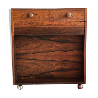 Scandinavian cube bar cabinet on casters