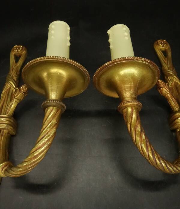 Pair of Louis XVI style wall lights - Lucien GAU, Paris
