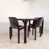 Table avec trois chaises design Vico Magistretti pour Artemide dans les années 70, Stadio 120, Selene
