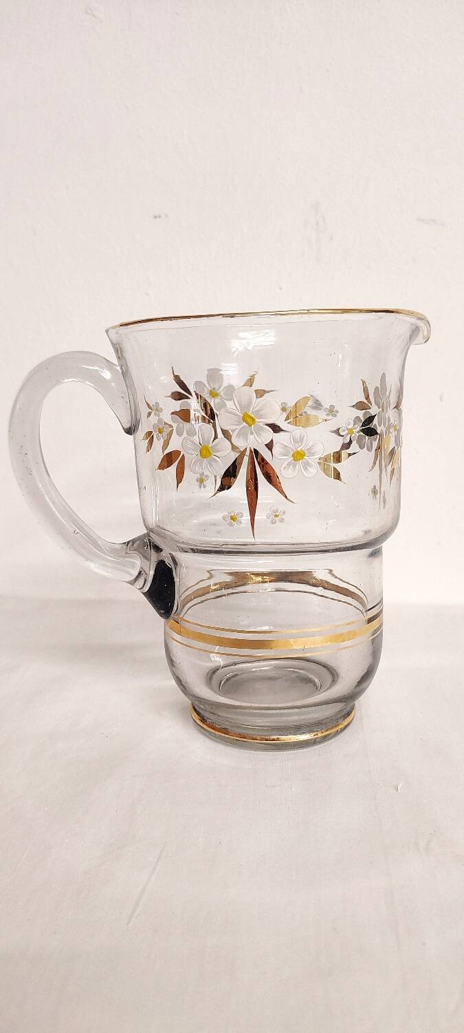 Jarra de cristal pintada a mano. Spain, 1950s.