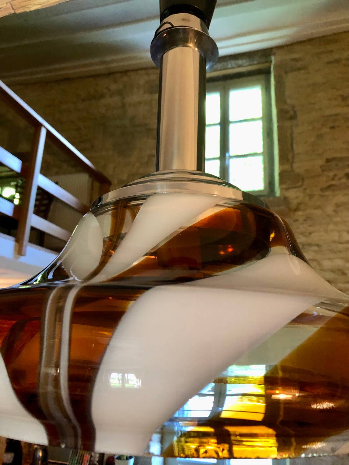 Suspension in Murano glass and chrome metal