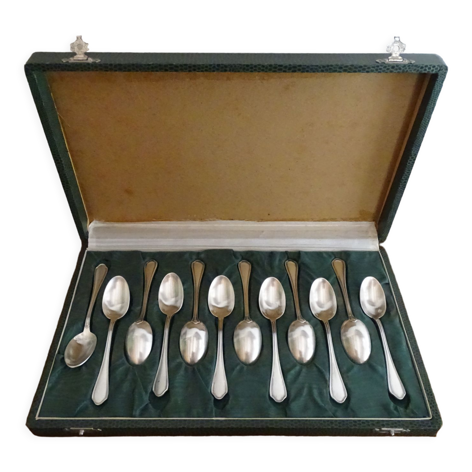 Set of 12 mocha spoons Ravinet Denfer in silver metal