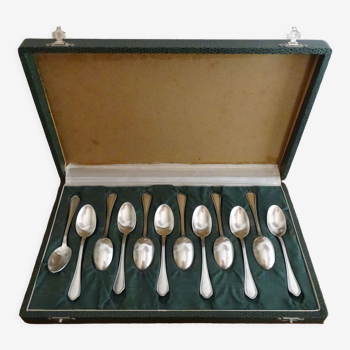 Set of 12 mocha spoons Ravinet Denfer in silver metal