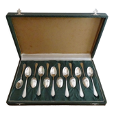 Set of 12 mocha spoons Ravinet Denfer in silver metal