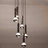Large mid-century cascade chandelier in chrome