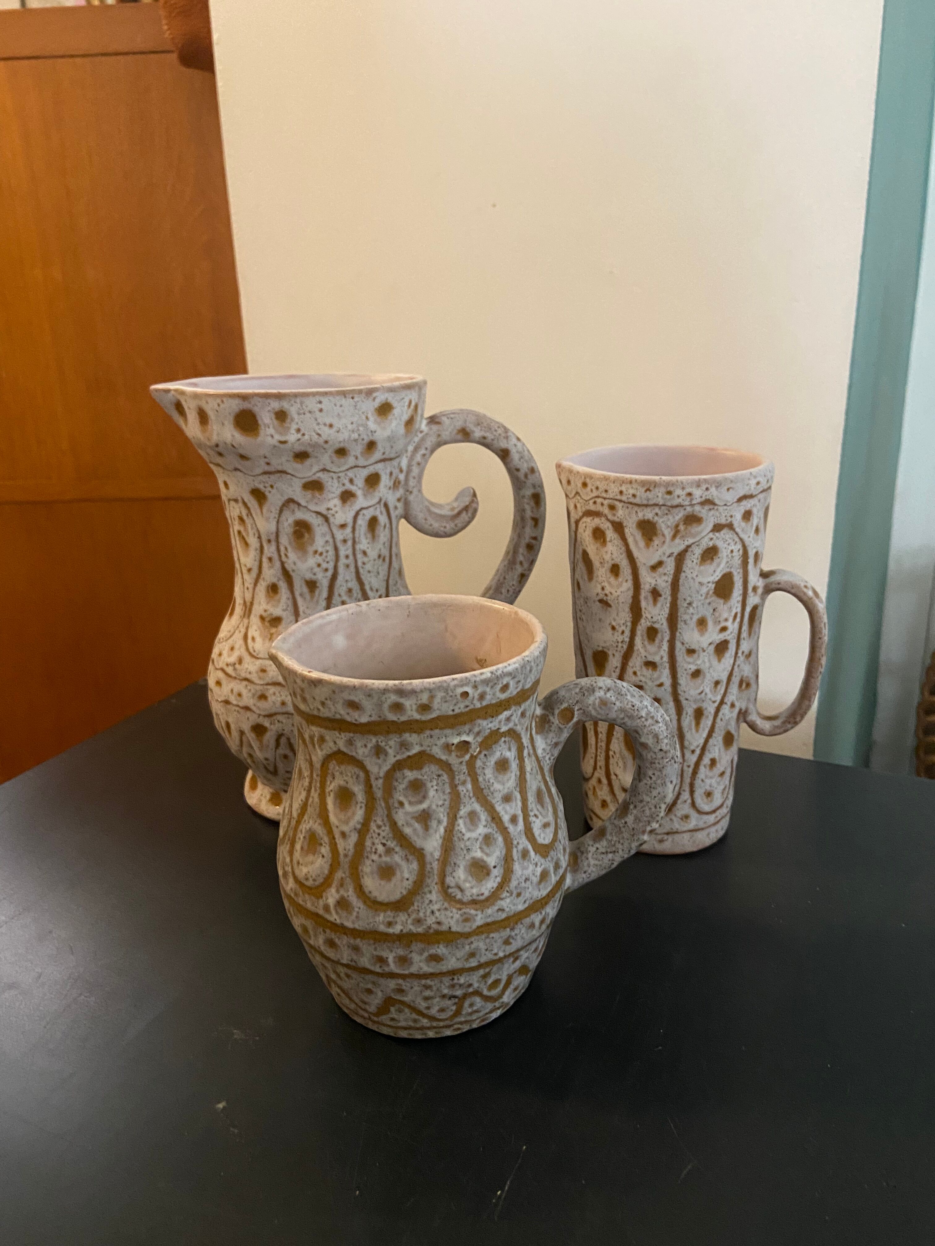 Series of 3 ceramics by Jean Austruy Vallauris 60s