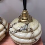 Pair of marbled opaline wall lights