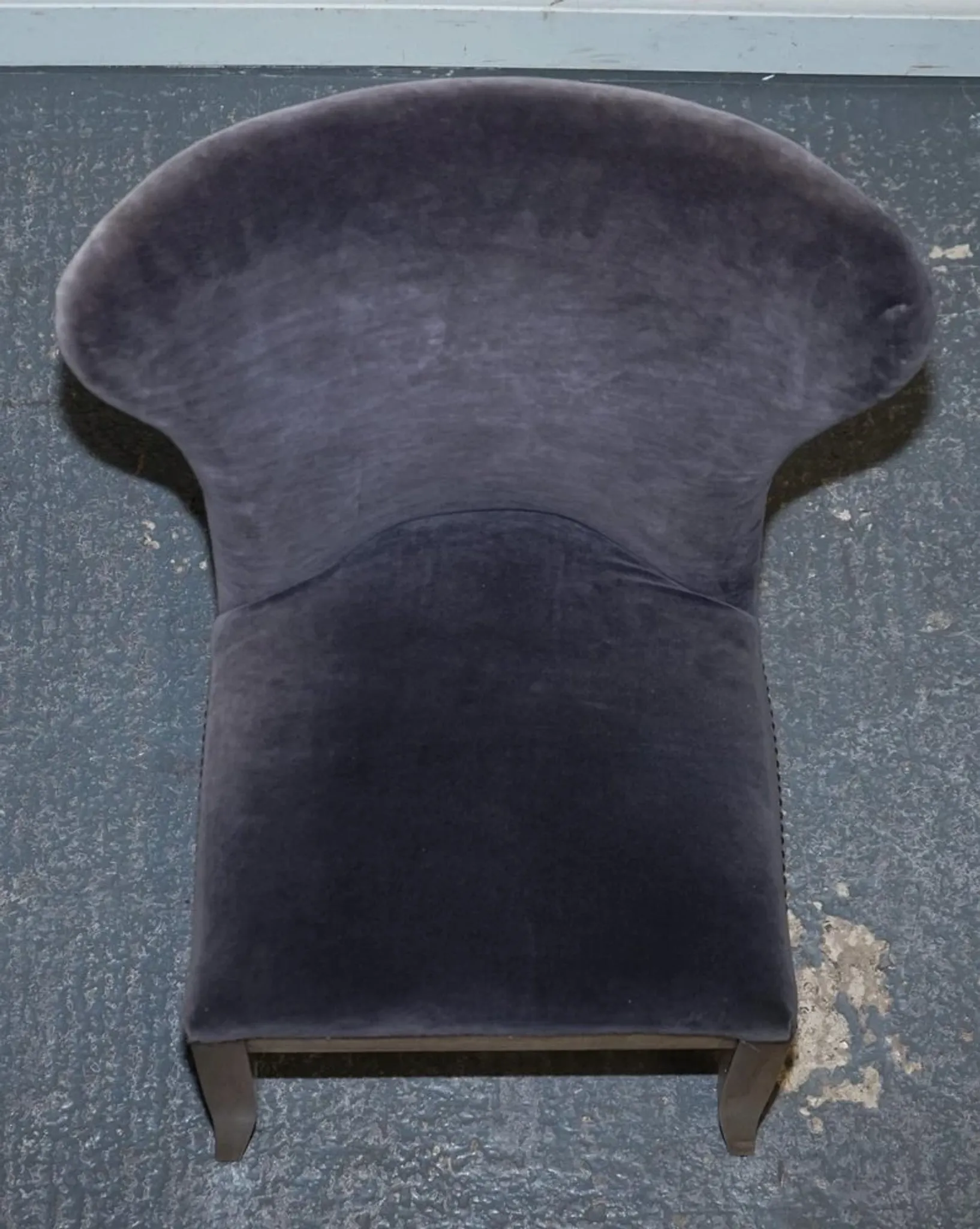 Vintage Office or Dining Chair in Navy Blue Velvet with Halo Studs
