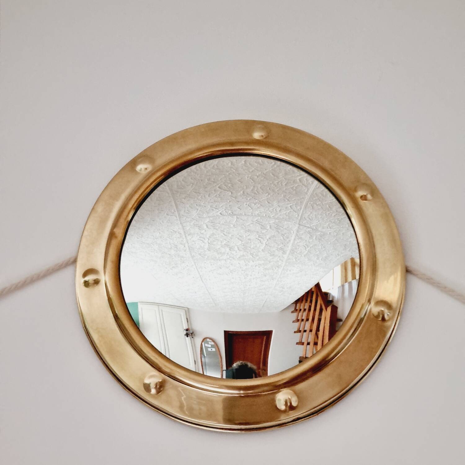 Brass witch's eye porthole mirror