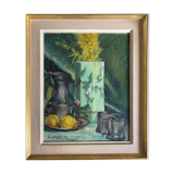 HSP painting "Bouquet of forsythia with lemons" signed A. Gabillet 1942