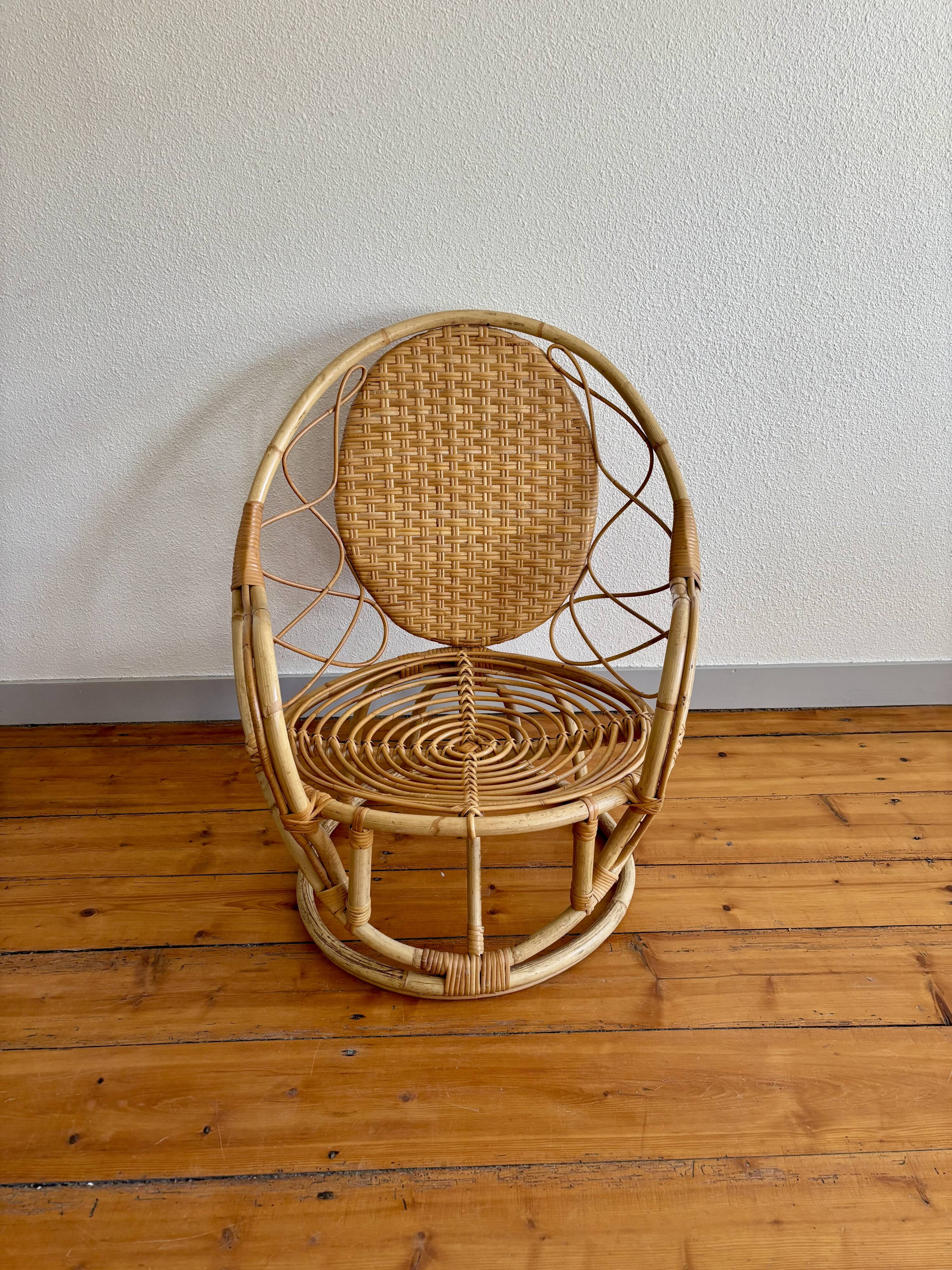 1960 vintage bamboo rattan armchair