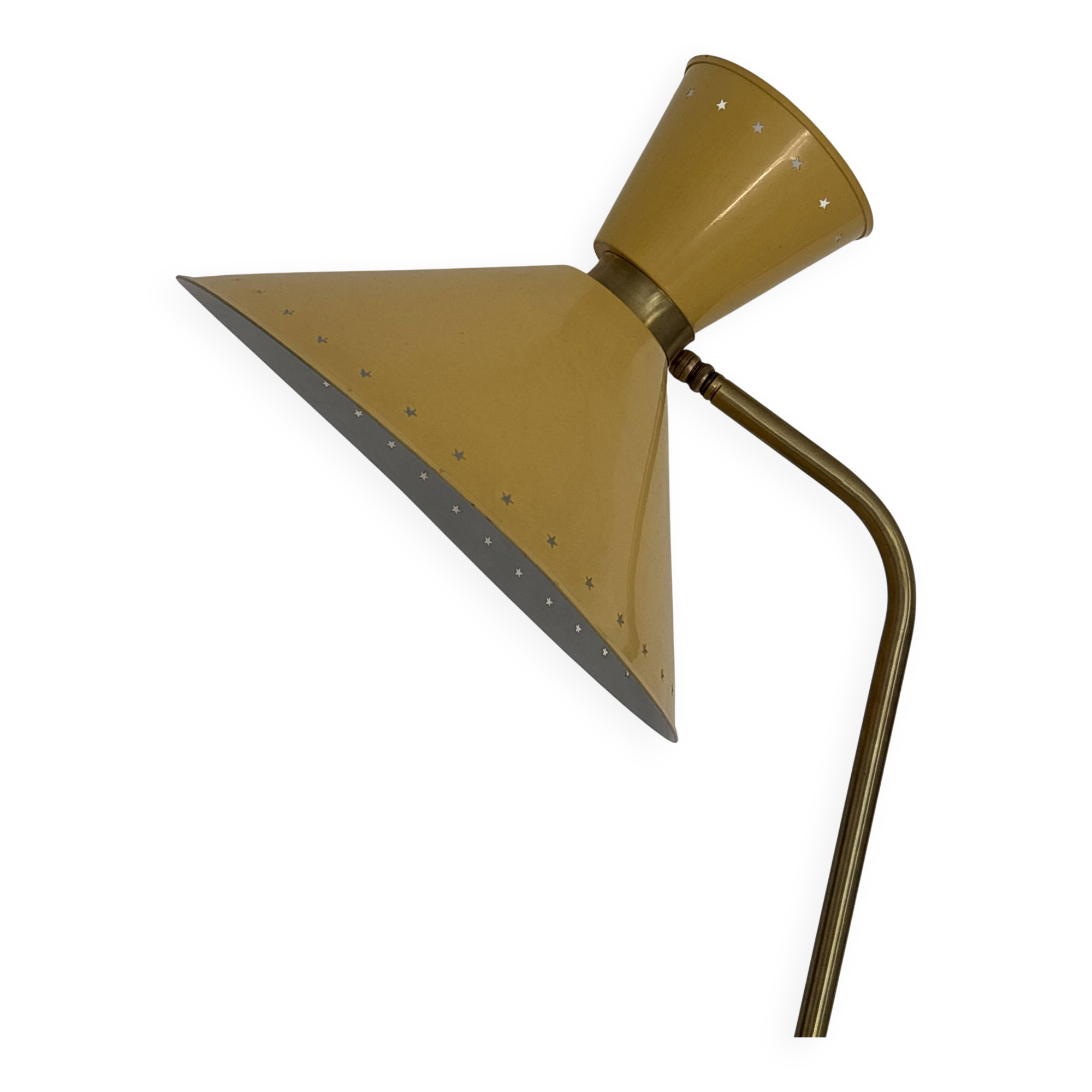 Diabolo floor lamp from the 1950s - brass & rattan - Lunel style - vintage design