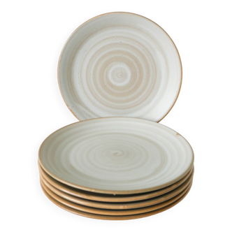 Lot de 6 assiettes plates en grès Niderviller, 1960