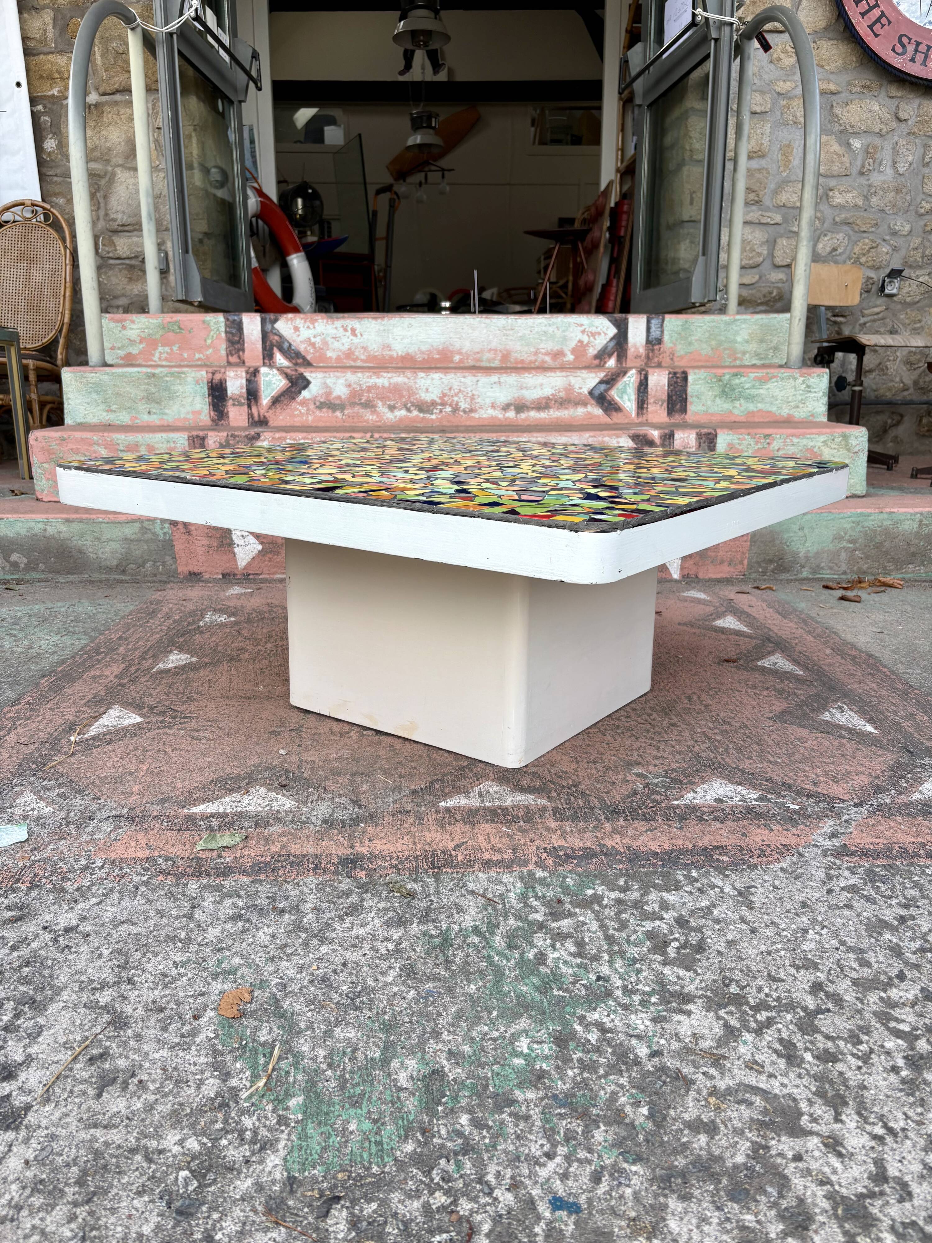 Table basse en micro mosaïques vers 1960