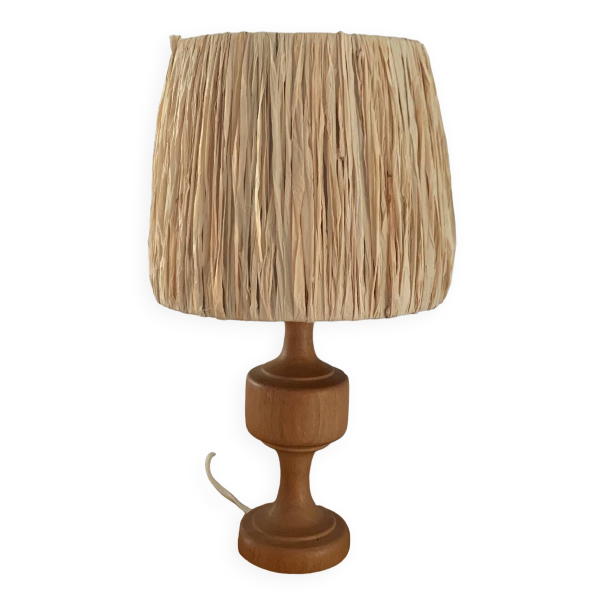 Wood and raffia foot lamp