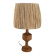 Lampe pied bois et raphia