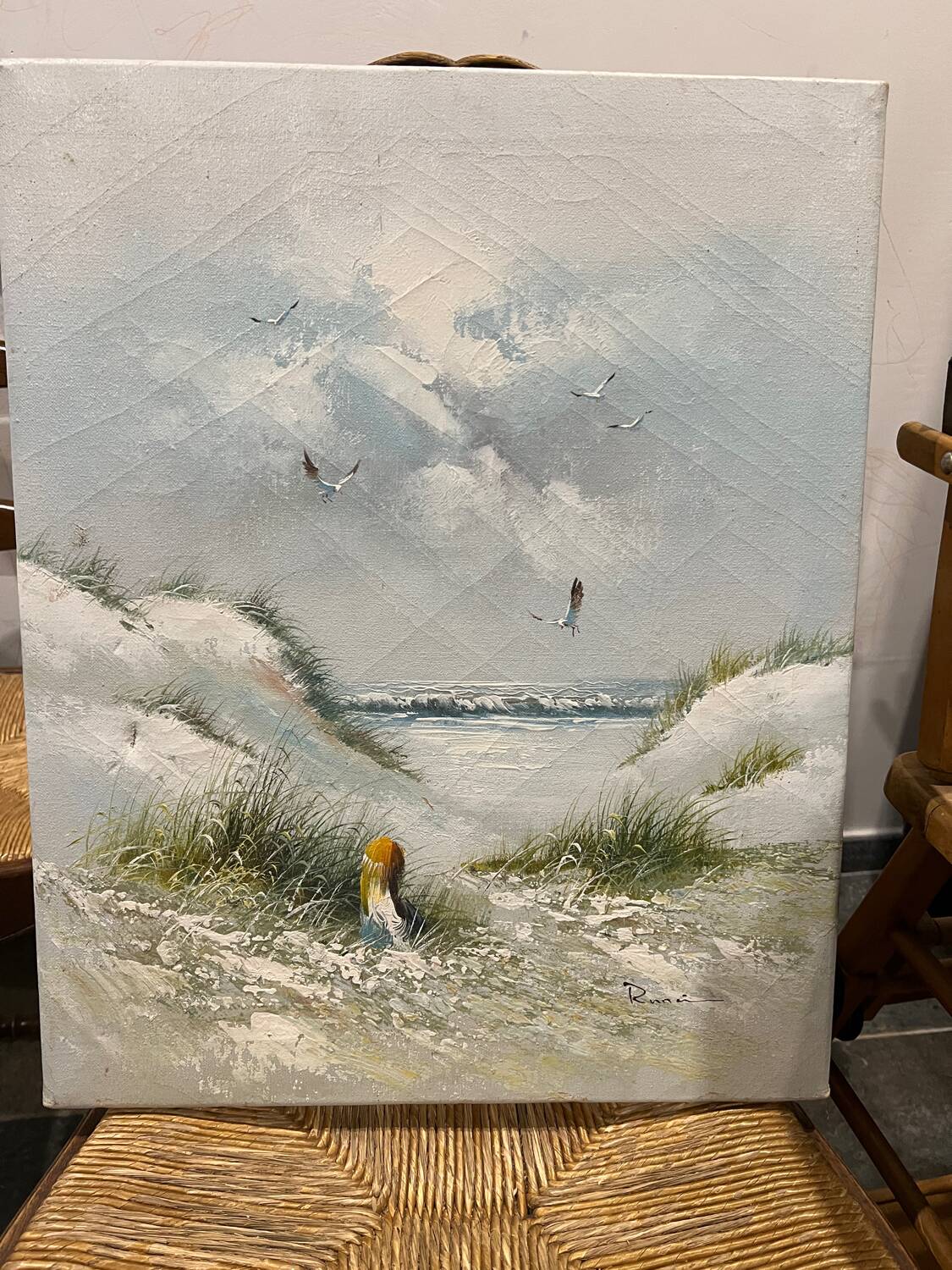 Oil landscape “The white beach”