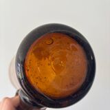 Amber bubble glass carafe signed Biot – mouth-blown – vintage fr