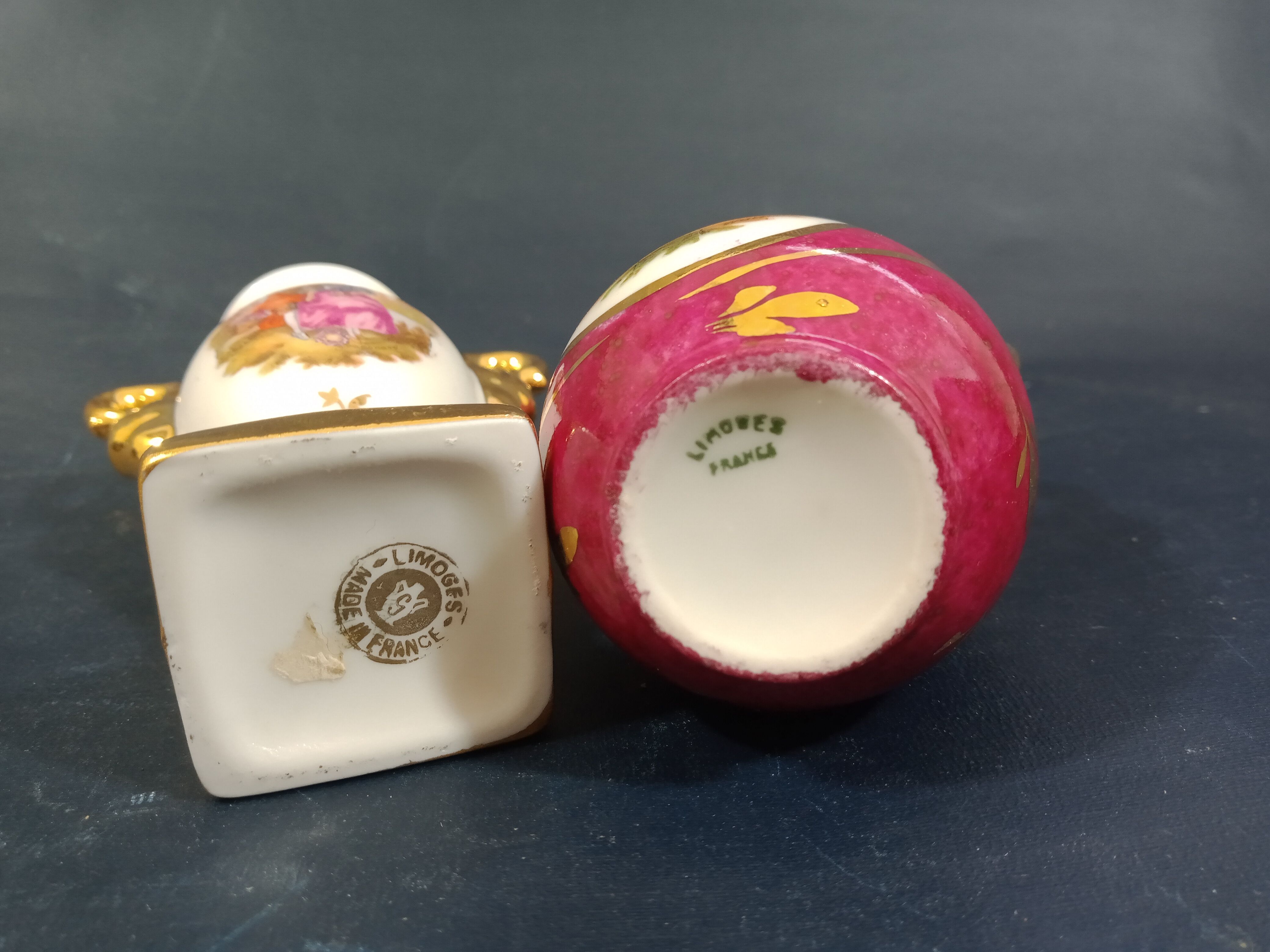 2 miniature porcelain vases from Limoges