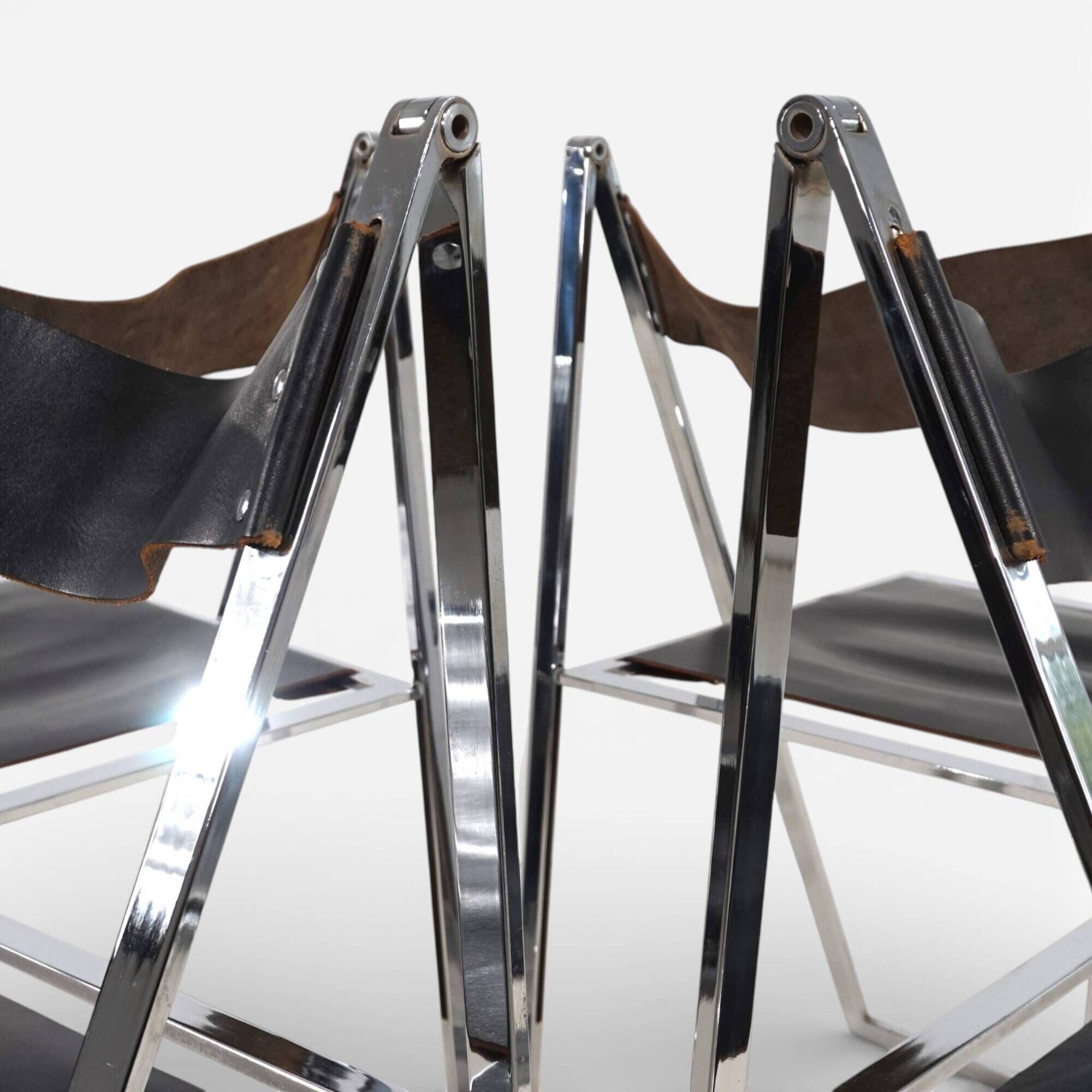 Lübke 4-piece set of folding dining chairs by Fantoni&Geraci, 1969