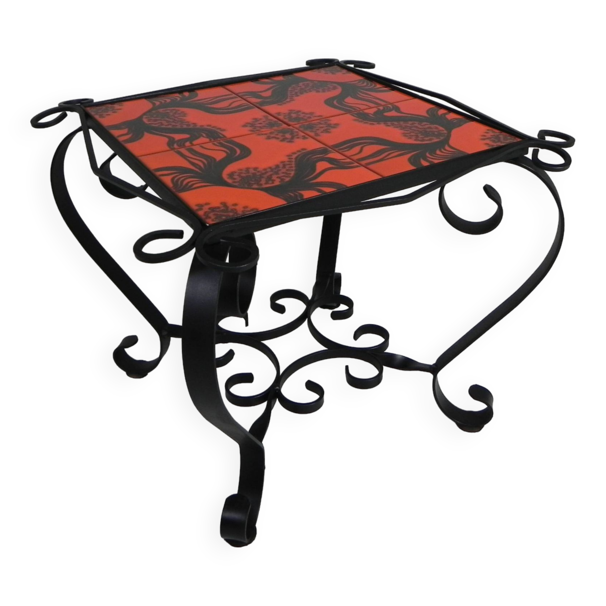 Vintage coffee table with 4 tiles, 1960s