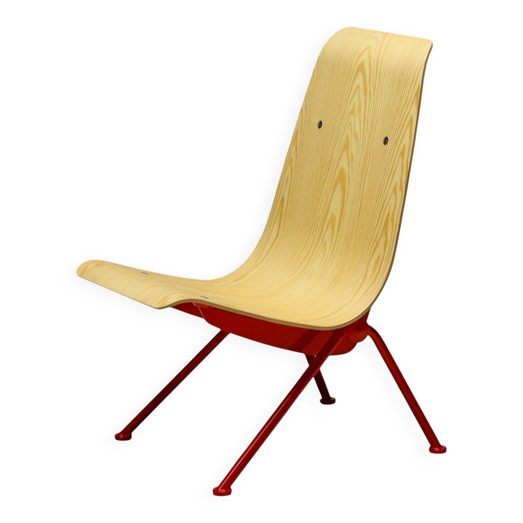 Jean Prouvé "Antoni" chair - Limited edition, red frame / plywood seat