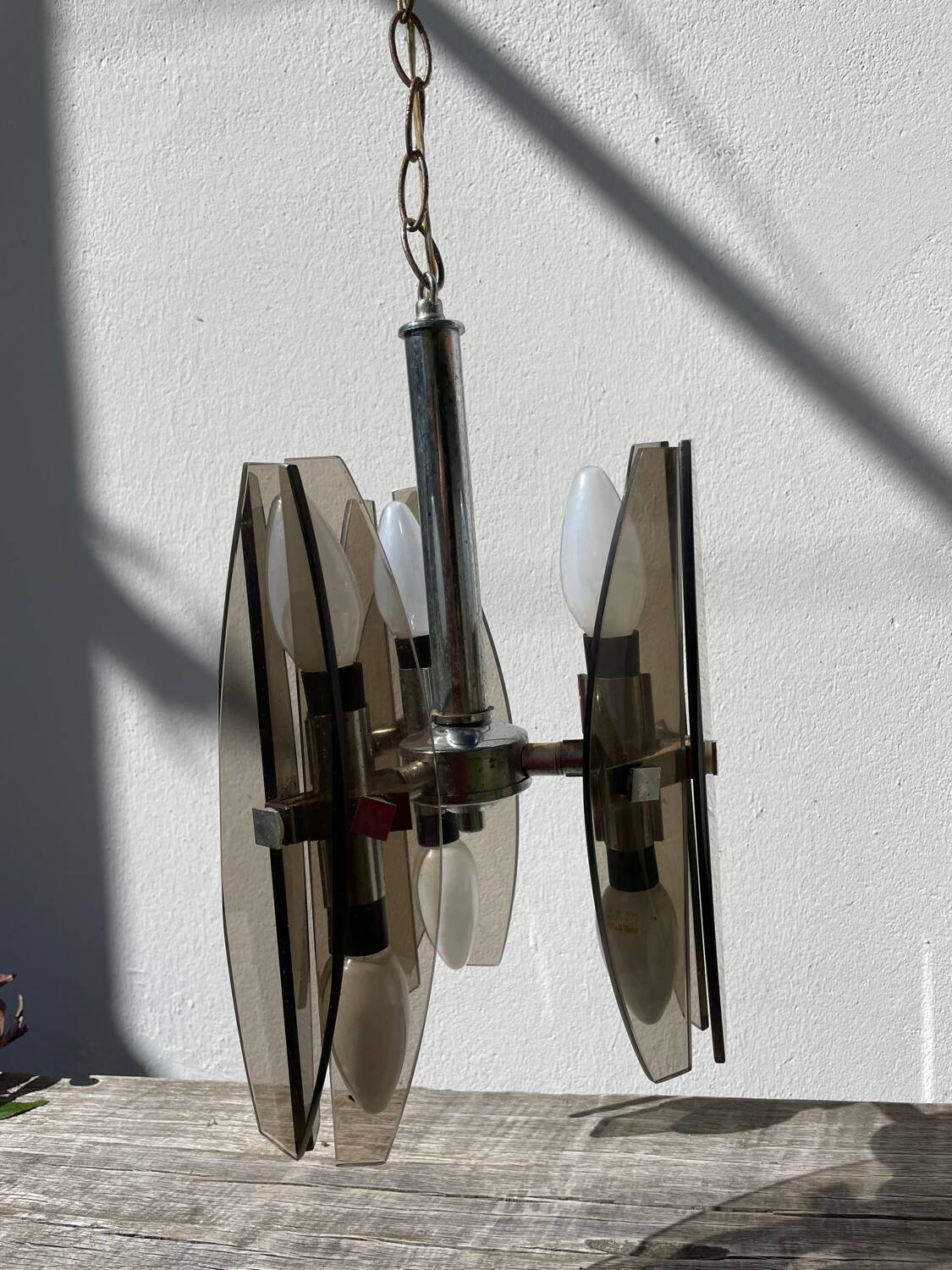 Italian smoked glass chandelier 1970 Veca