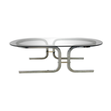 Coffee table space age chrome and smoked glass 70s
