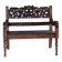 Small antique Indonesian bench in carved teak with plant and floral motifs.