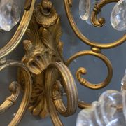 Grandes appliques murales en bronze et cristal, ensemble de 2, Italie, années 1950.