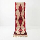 Red and beige Berber hallway rug 75 x 280 cm