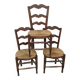 3 old straw chairs, in beech