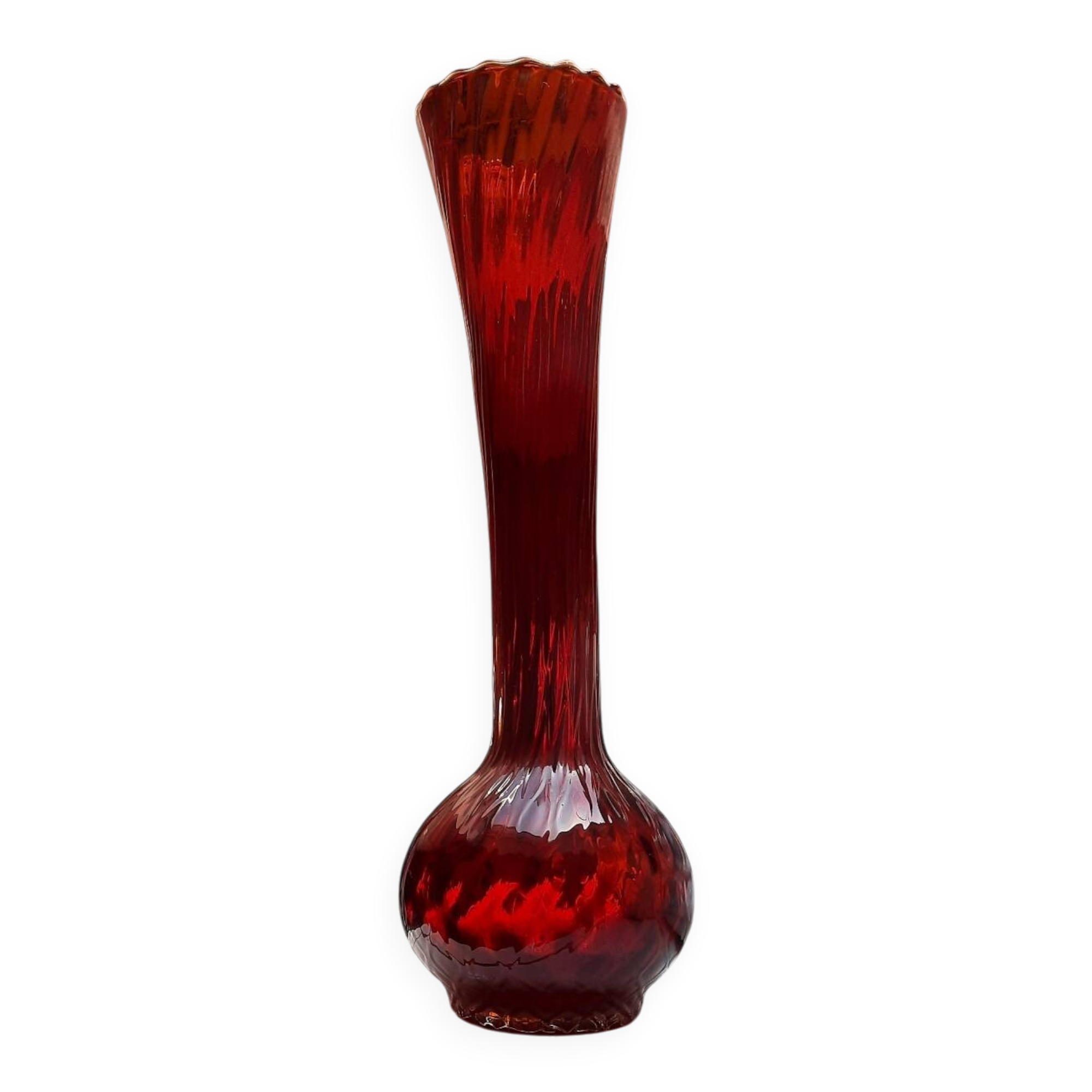 Vase soliflore en verre soufflé rouge ruby