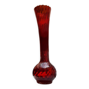 Ruby red blown glass bud vase