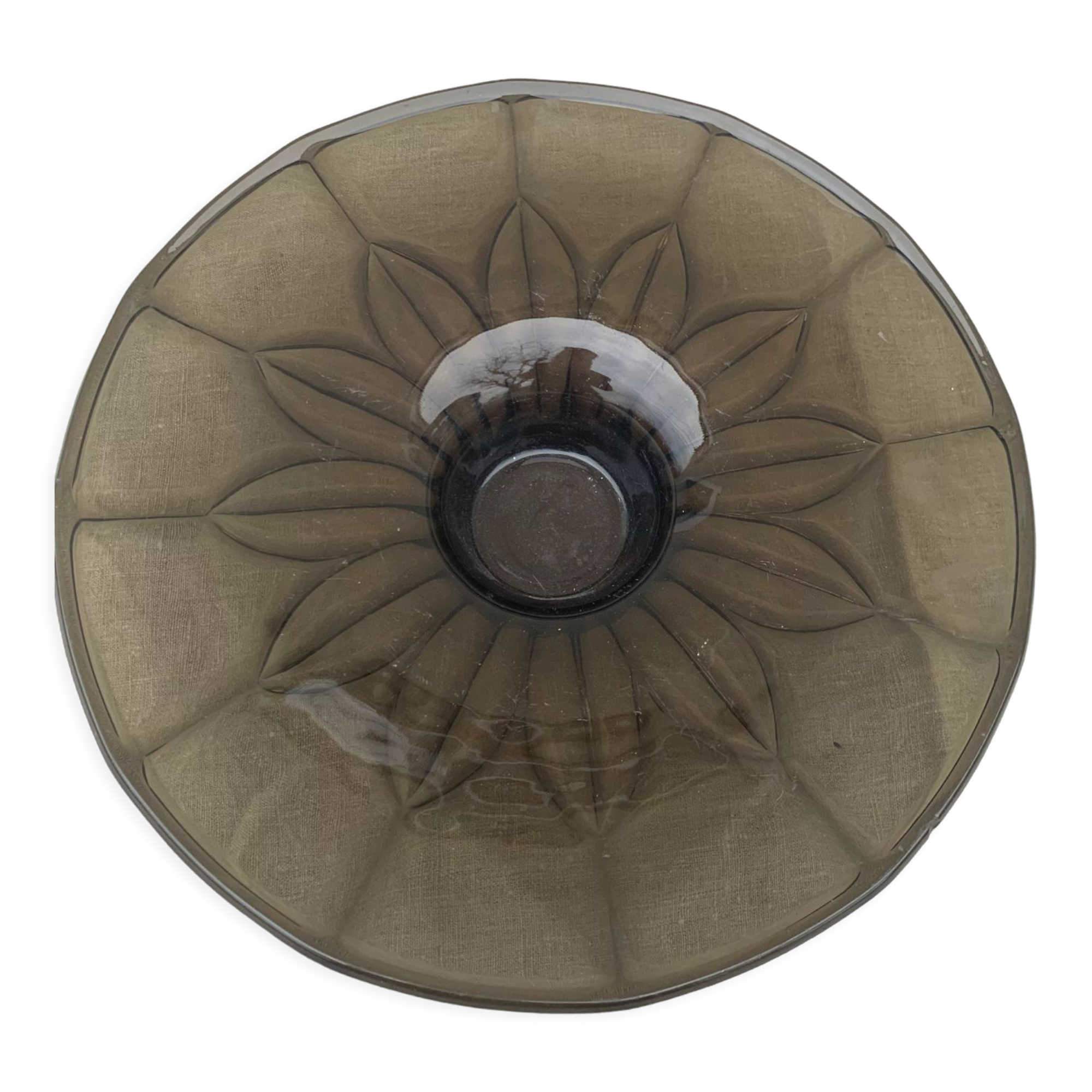 Brown glass cup vintage floral pattern