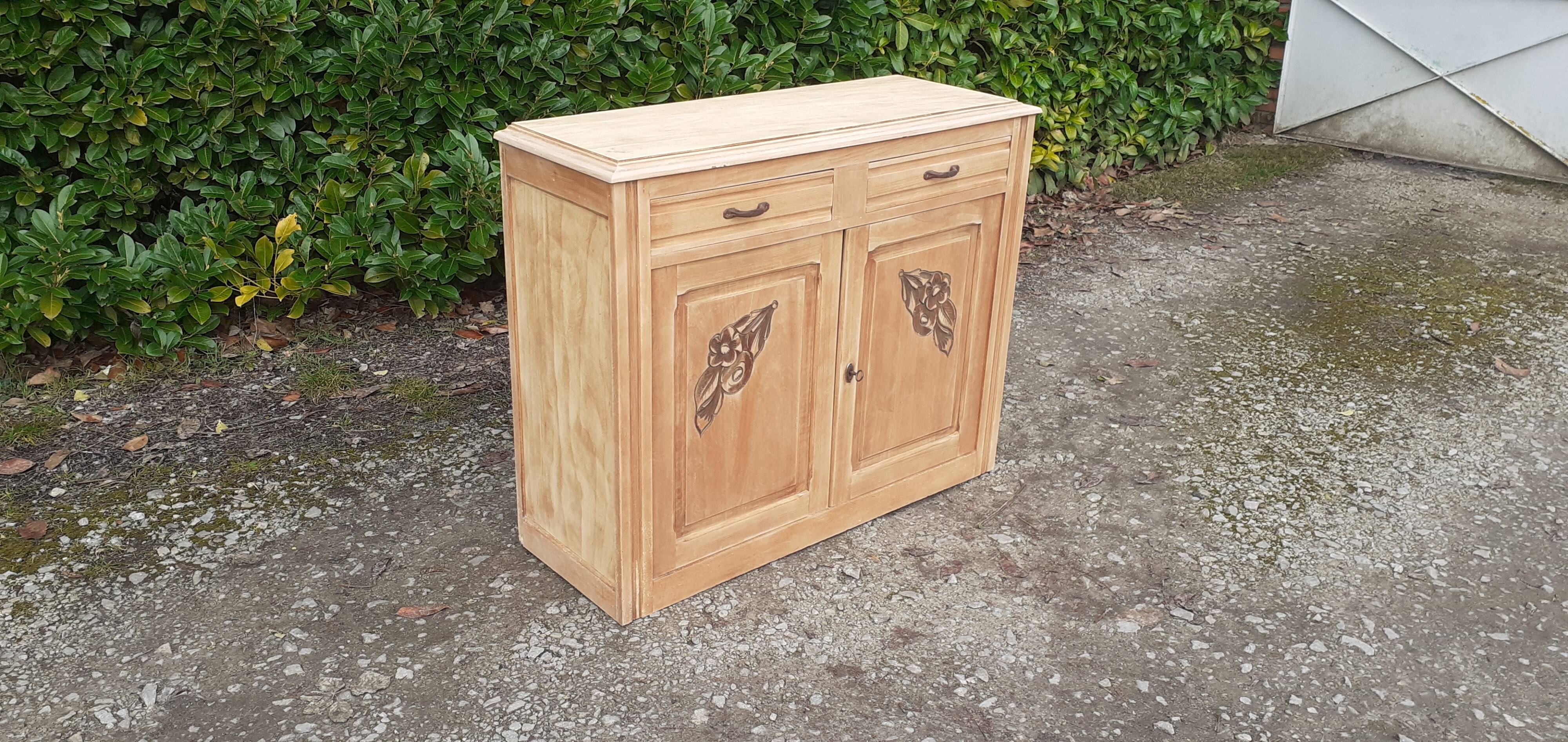 Parisian art deco sideboard 2 doors 2 drawers beech raw wood