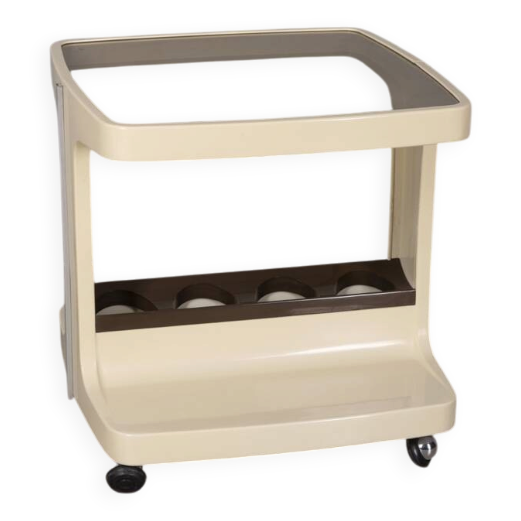 Vintage 1970s plastic and glass bar trolley by Marc Held for Prisunic