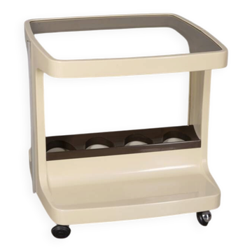 Vintage 1970s plastic and glass bar trolley by Marc Held for Prisunic