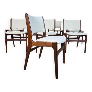 8 chaises danoises vintage Erik Buch des années 1960 en teck restaurées