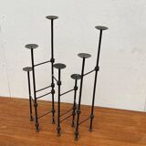 Mid-century brutalist extendable wrought iron floor chandelier, 1960s.